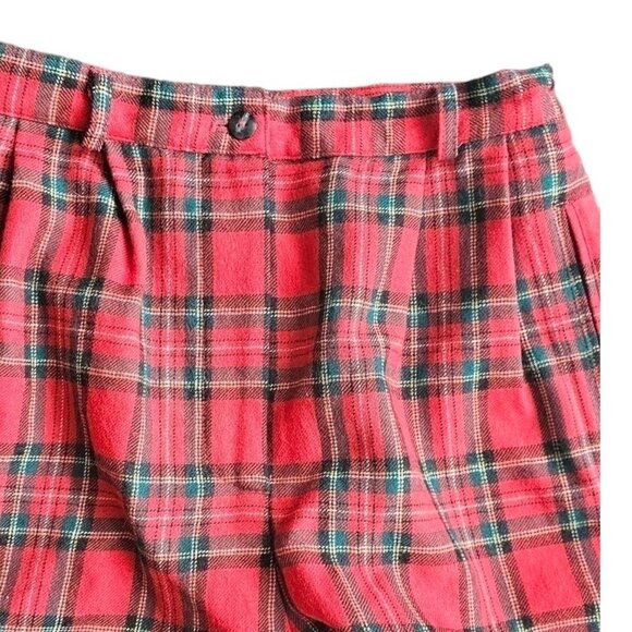 Vintage Amanda Smith Pure Wool Red Tartan Plaid Casual Shorts - Picture 3 of 8